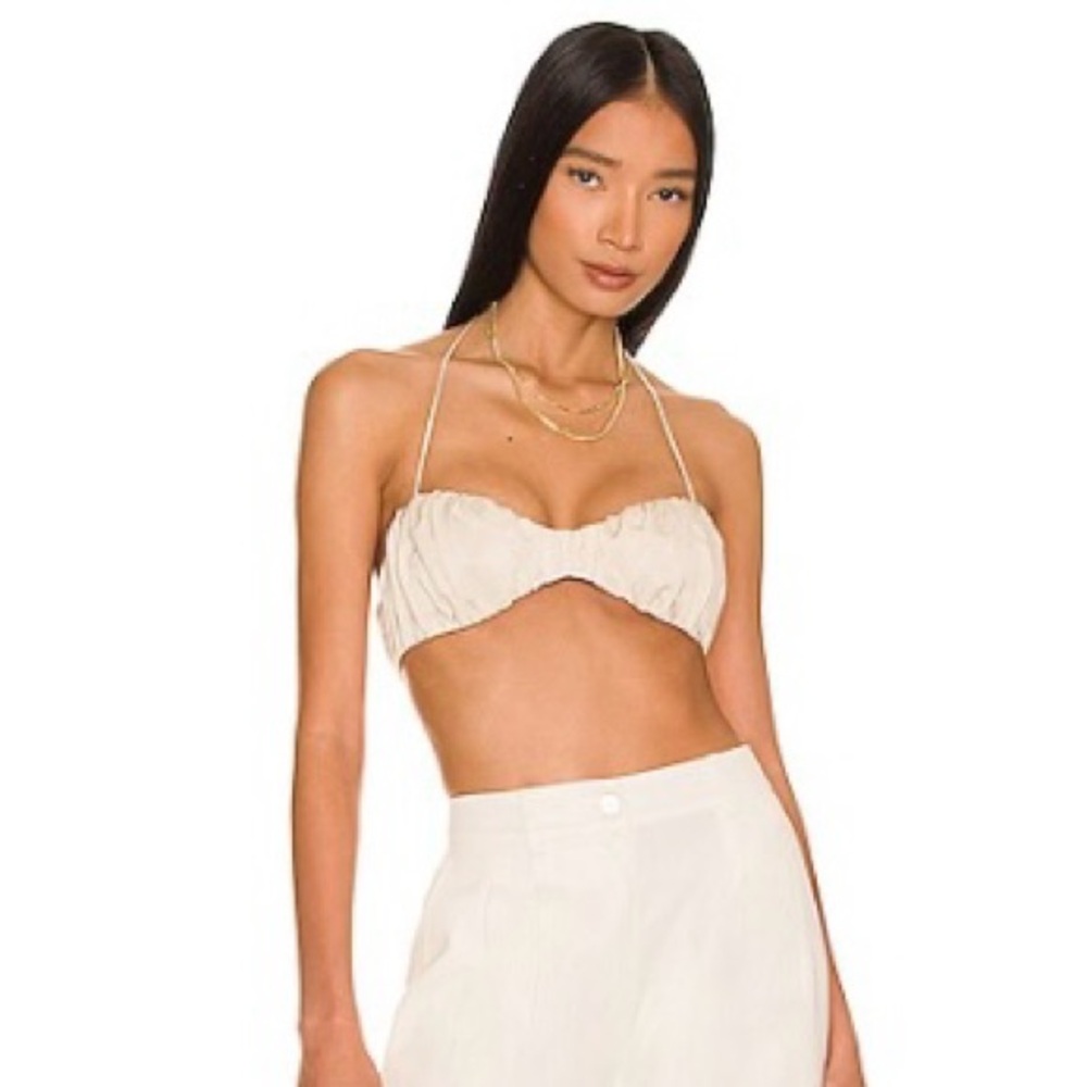 NBD Gold Sleeveless Crop Top with Cut Out Backless Design